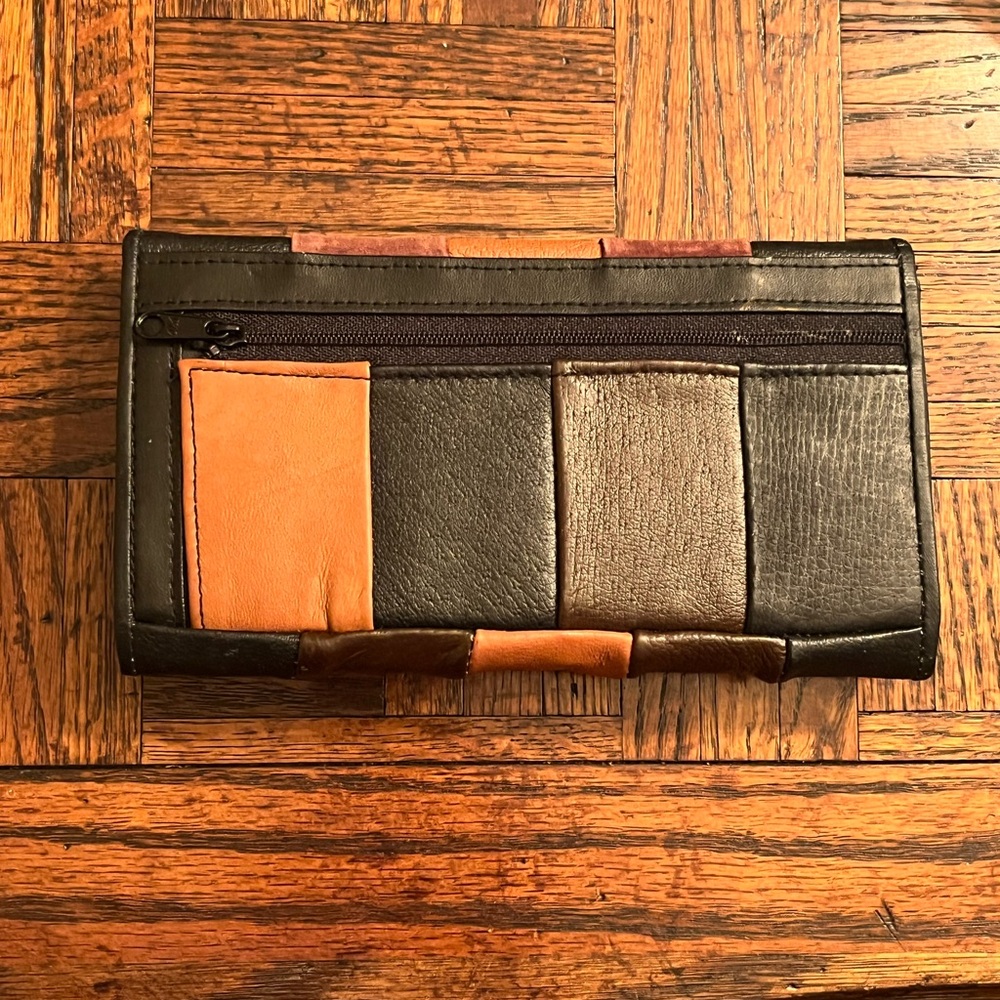Colorblock Leather Patchwork Wallet - image 2